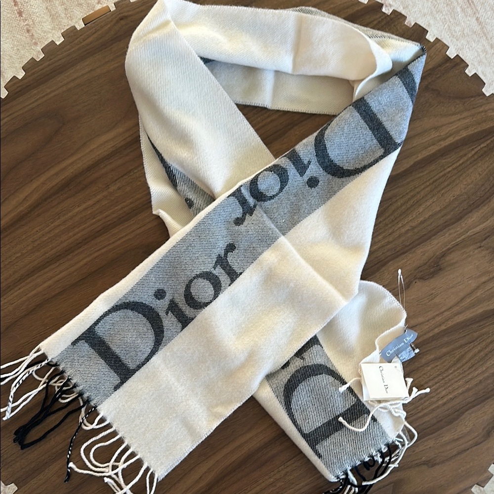 Dior Cream and Gray Scarf